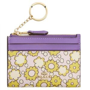 Coach NWT Mini Skinny ID Purple and Yellow Key Card Holder CBL74
